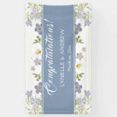 Zomer Bloemen Blauw Trouwbanner Spandoek (Verticaal)