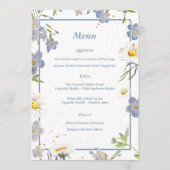 Zomer Bloemen Blauw Trouwmenu Menu (Voorkant)