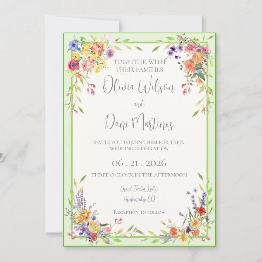 Zomer Bloemen Bloemen Bloemen Huwelijk Uitnodiging (Voorkant)