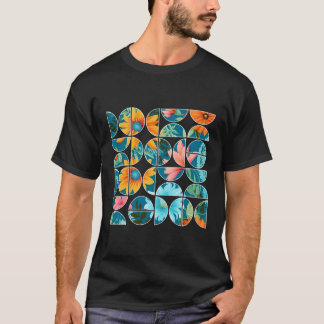 Zomer Bloemen Bloemen Botanische Geometrische Halv T-shirt