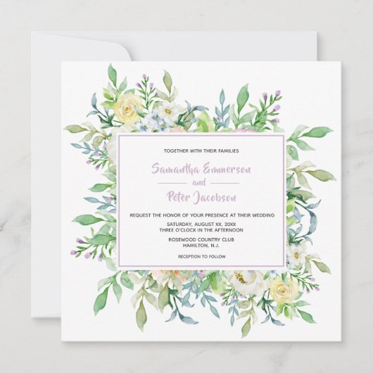 Zomer Bloemen Bloemen Huwelijk met RSVP Kaart (Voorkant)