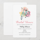 Zomer bloemen bruids douche uitnodiging. fiets kaart (Voorkant / Achterkant)