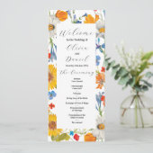 Zomer Bloemen Bruiloft Menu Ceremonie Details (Staand voorkant)