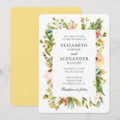 Zomer bloemen bruiloft uitnodiging. Bloementuin Kaart (Voorkant / Achterkant)