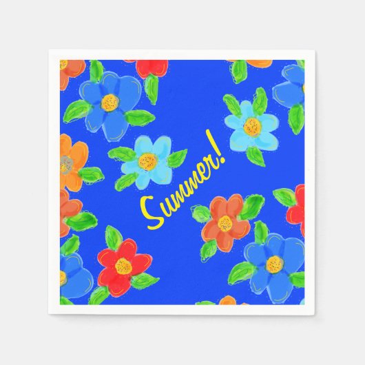 Zomer Bloemen Cocktail servet (Voorkant)