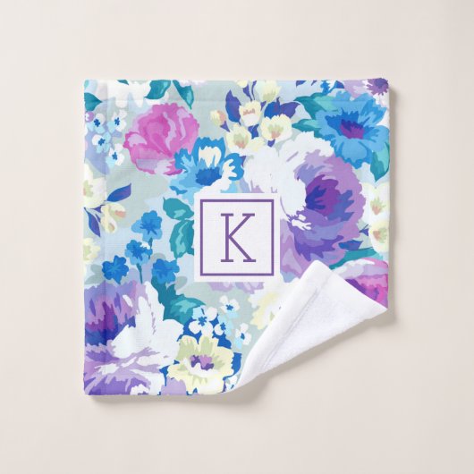 Zomer bloemen collage patroon bad handdoek (Wasdoekje)