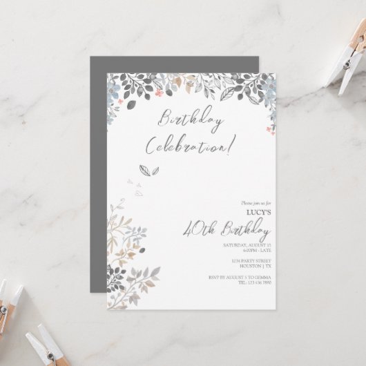 Zomer Bloemen Decoratie Verjaardagsfeest Kaart (Voorkant / Achterkant in situ)