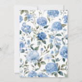 Zomer Bloemen Elegant Blauw en Wit Bruiloft Kaart (Achterkant)