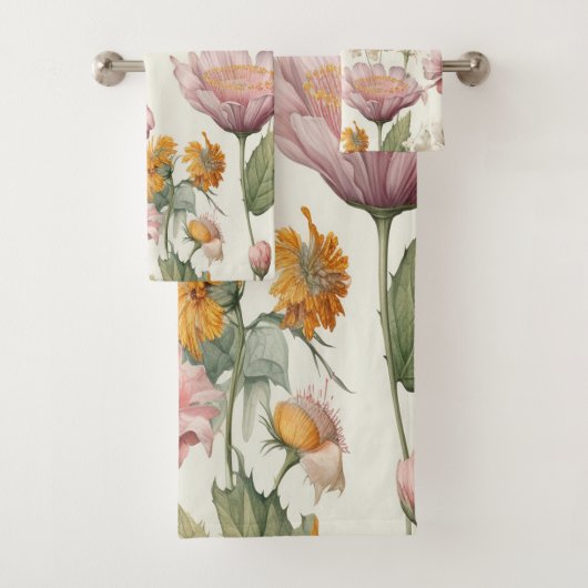 Zomer Bloemen Groene Bumble Bijen Bad Handdoek (Insitu)