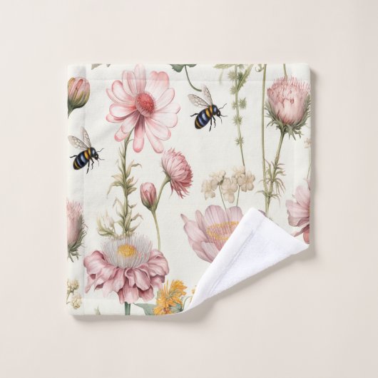 Zomer Bloemen Groene Bumble Bijen Bad Handdoek (Wasdoekje)