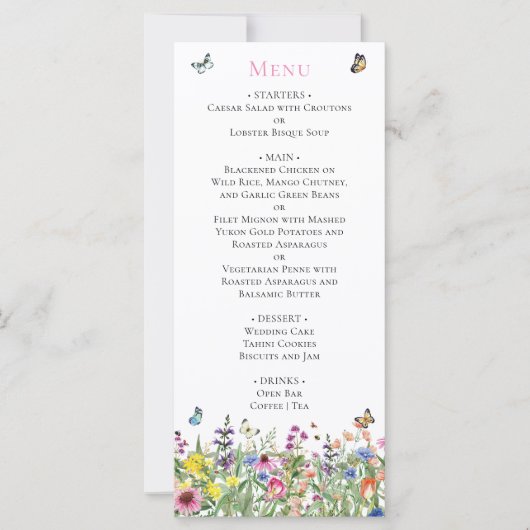 Zomer Bloemen Menu (Voorkant)