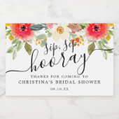 Zomer Bloemen Sip Hooray Vrijgezellenfeest Sparkling Wijnetiket (Enkel label)