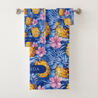 Zomer Bloemen Tropische Ananas Bloem Motief Bad Handdoek