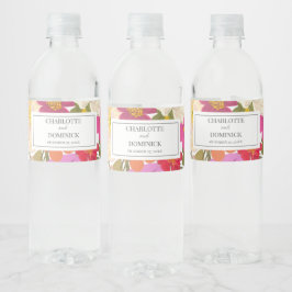 Zomer Bloemen Tuin Trouwgunsten Waterfles Etiket