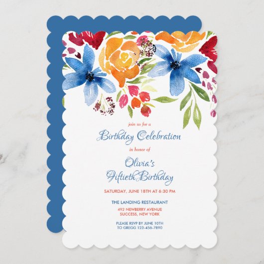 Zomer Bloemen Uitnodiging (Voorkant / Achterkant)