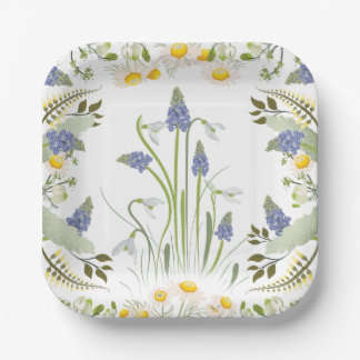 Zomer Bloemen Vierkante Lunchborden Papieren Bordje