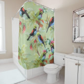 Zomer Bloemen Vogels: Tropisch patroon Douchegordijn (In situ)