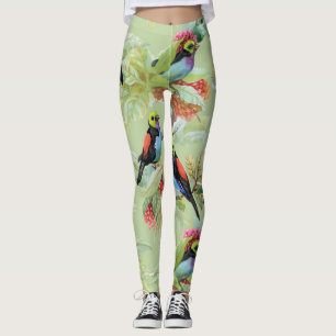Zomer Bloemen Vogels: Tropisch patroon Leggings