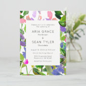 Zomer Bloemen Waterverf bruiloft Kaart (Staand voorkant)