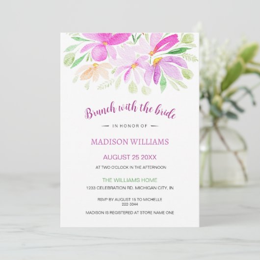 Zomer Bloemen Waterverf Kunst Kaart (Staand voorkant)