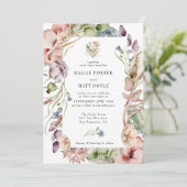 Zomer Bloemen Wilde Bloemen Elegante Boho Bruiloft Kaart (Staand voorkant)