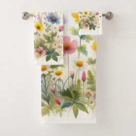Zomer Bloemen Wildflowers op Witte Handdoek Set