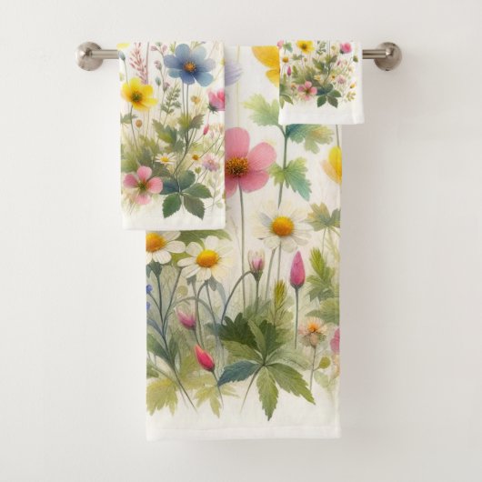 Zomer Bloemen Wildflowers op Witte Handdoek Set (Insitu)