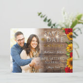 Zomer Bloemen Zonnebloem Rustieke Foto Save the Da Date (Staand voorkant)