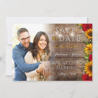 Zomer Bloemen Zonnebloem Rustieke Foto Save the Da Date