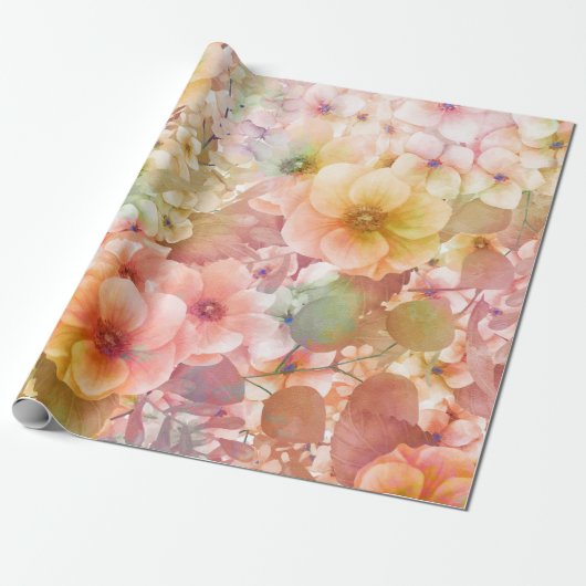 Zomer bloemenachtergrond cadeaupapier (Uitgerold)