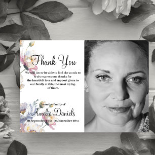 Zomer Bloemenfoto in het geheugen Dank u kaart