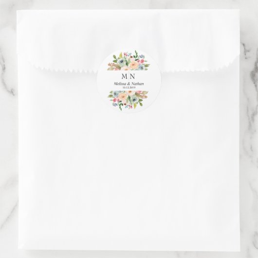 Zomer Bloemenkrans Bruiloft Monogram Stickers (Tas)