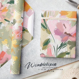  zomer bloemenperzik Waterverf decoupage Cadeaupapier