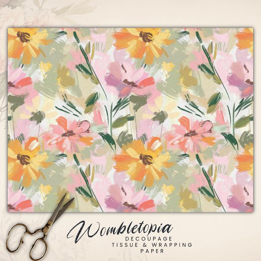  zomer bloemenperzik Waterverf decoupage Tissuepapier