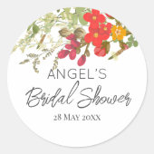 Zomer bloementuin bruidsshower ronde sticker (Voorkant)