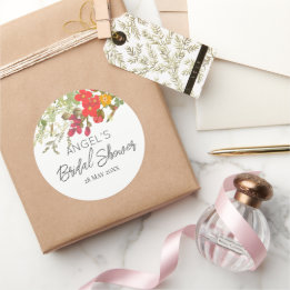 Zomer bloementuin bruidsshower ronde sticker