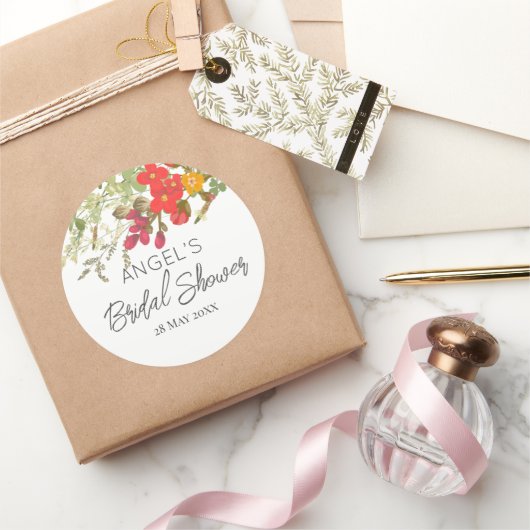 Zomer bloementuin bruidsshower ronde sticker (Geschenken)