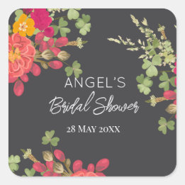 Zomer bloementuin bruiloftsuitnodiging vierkante sticker