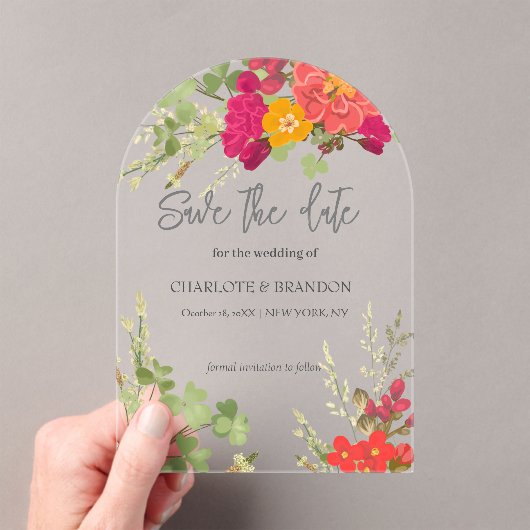 Zomer Bloementuin Wildbloemen Bruiloft Acryl Uitnodigingen (Insitu (Draagbaar))