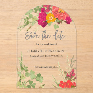 Zomer Bloementuin Wildbloemen Bruiloft Acryl Uitnodigingen