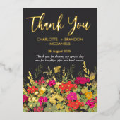 Zomer Bloementuin Wildbloemen Bruiloft Dank u Folie Uitnodiging (Voorkant)