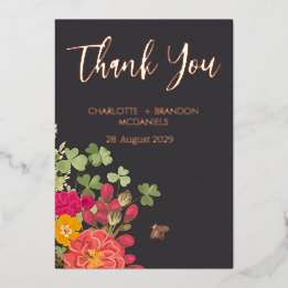 Zomer Bloementuin Wildbloemen Bruiloft Dank u Folie Uitnodiging