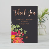 Zomer Bloementuin Wildbloemen Bruiloft Dank u Folie Uitnodiging (Staand Voorkant)