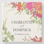 Zomer Bloementuin Wildbloemen Bruiloft Stenen Onderzetter (Voorkant)