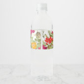 Zomer Bloementuin Wildbloemen Bruiloft Waterfles Etiket (Achterkant)