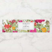 Zomer Bloementuin Wildbloemen Bruiloft Waterfles Etiket (Enkel label)