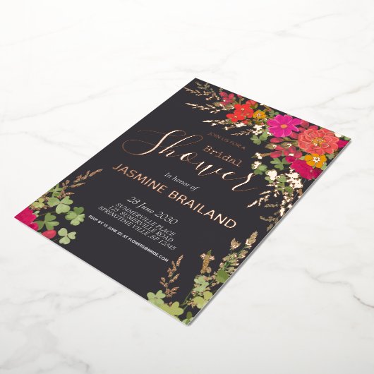 Zomer Bloementuin Wildbloemen Vrijgezellenfeest Fo Folie Uitnodiging (Gedraaid)