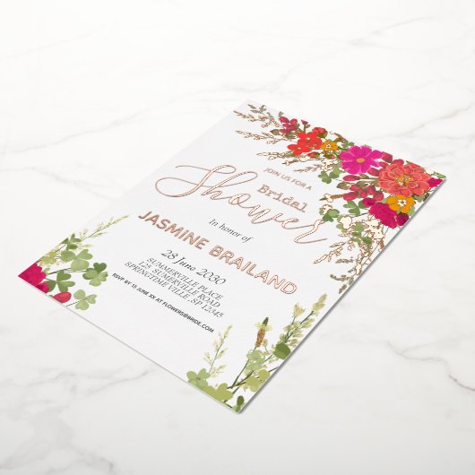 Zomer Bloementuin Wildbloemen Vrijgezellenfeest Folie Uitnodiging