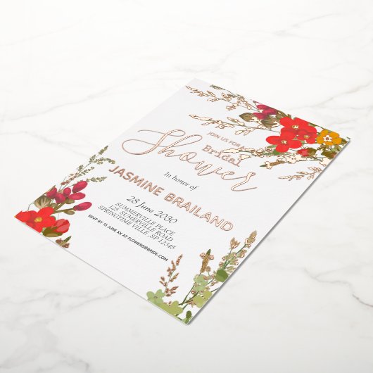 Zomer Bloementuin Wildbloemen Vrijgezellenfeest Folie Uitnodiging (Gedraaid)