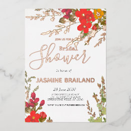 Zomer bloementuin wilde bloemen bruidsshower folie uitnodiging
